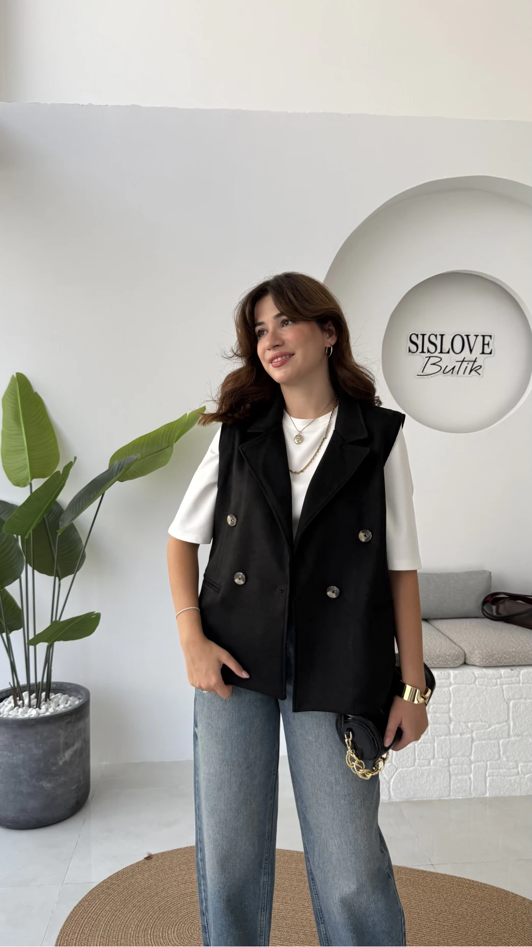 Süet Yelek - Siyah - Kod: 1211