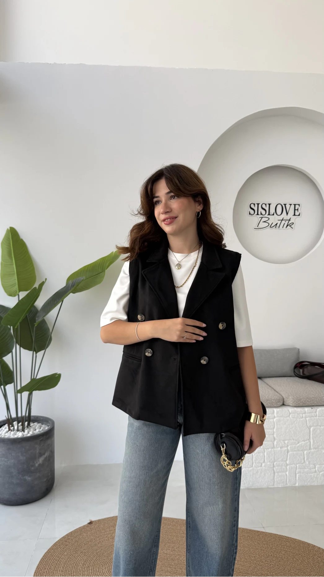 Süet Yelek - Siyah - Kod: 1211