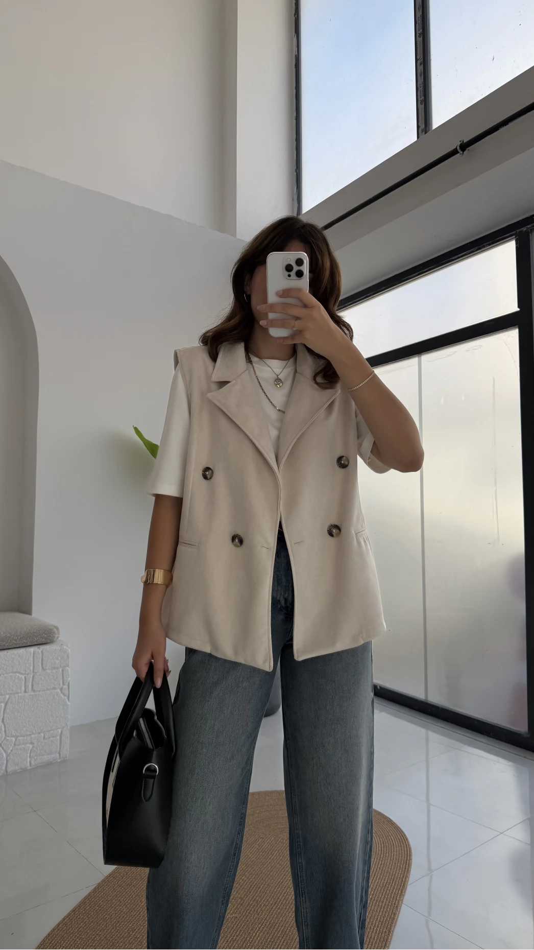 Süet Yelek - Taş - Kod: 1211