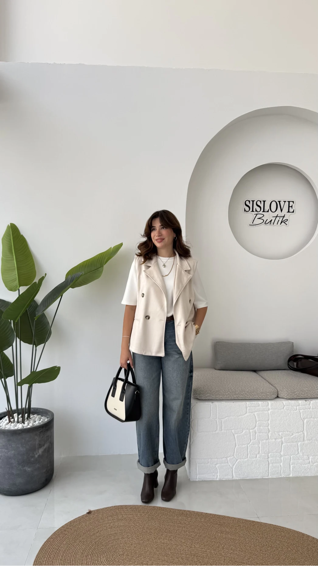 Süet Yelek - Taş - Kod: 1211