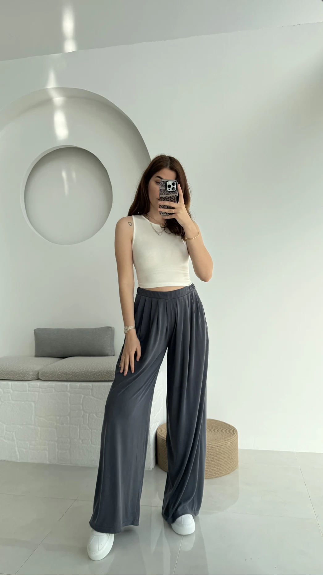 Suprm Modal Palazzo Pantolon Antrasit