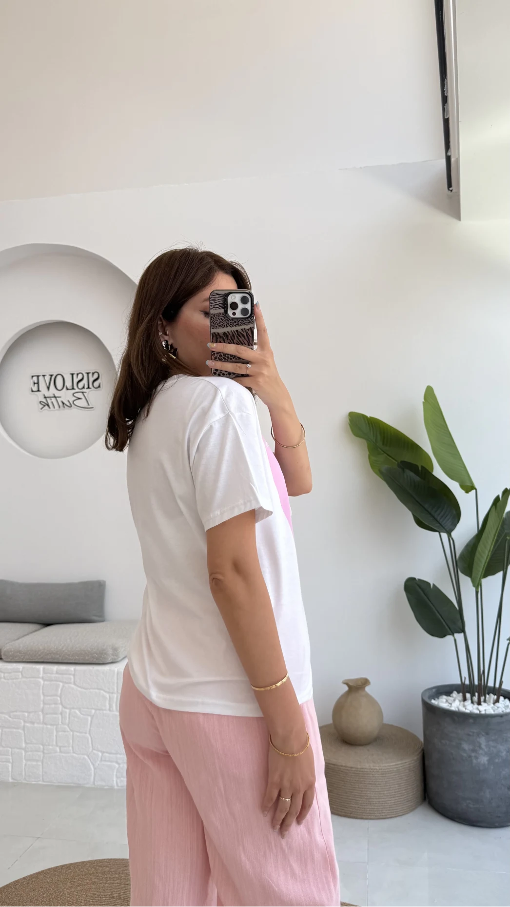 Taş İşlemeli Çiçekli T-shirt - Pembe