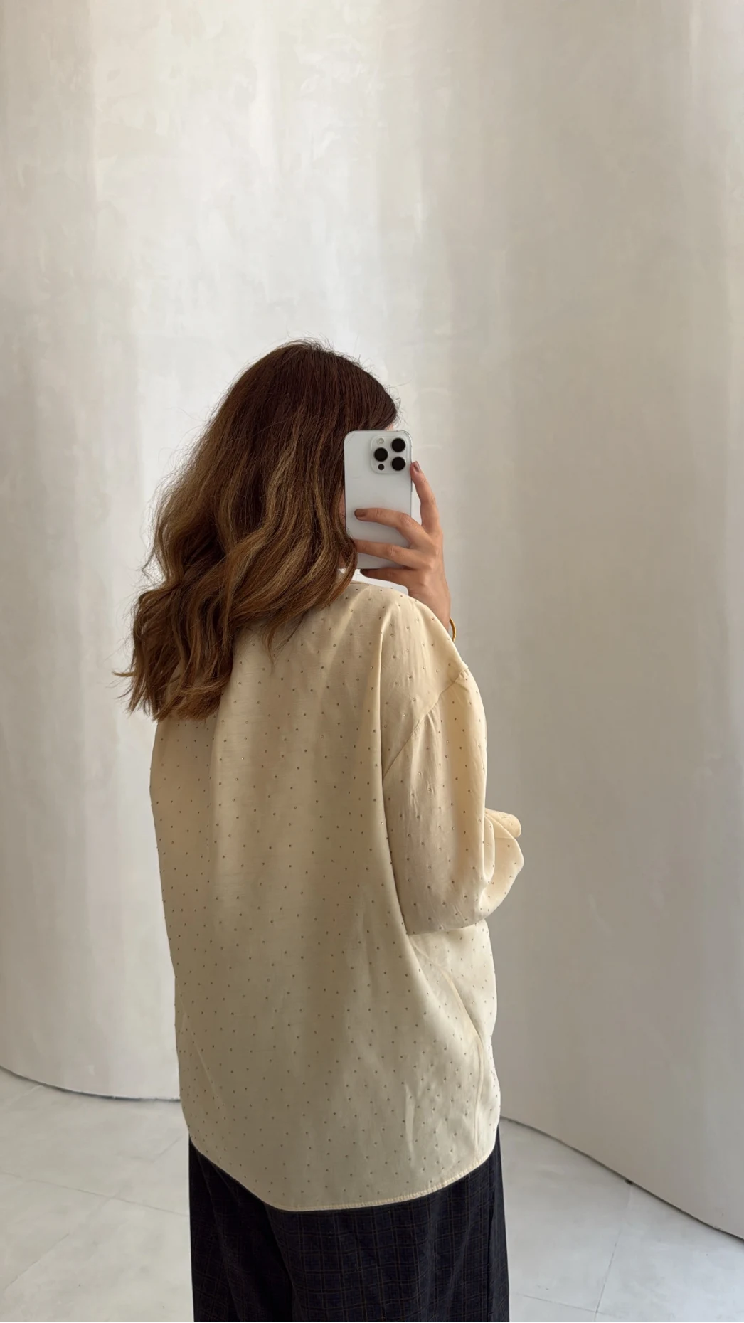 Taşlı Oversize Modal Gömlek - Gold - Kod: 5106