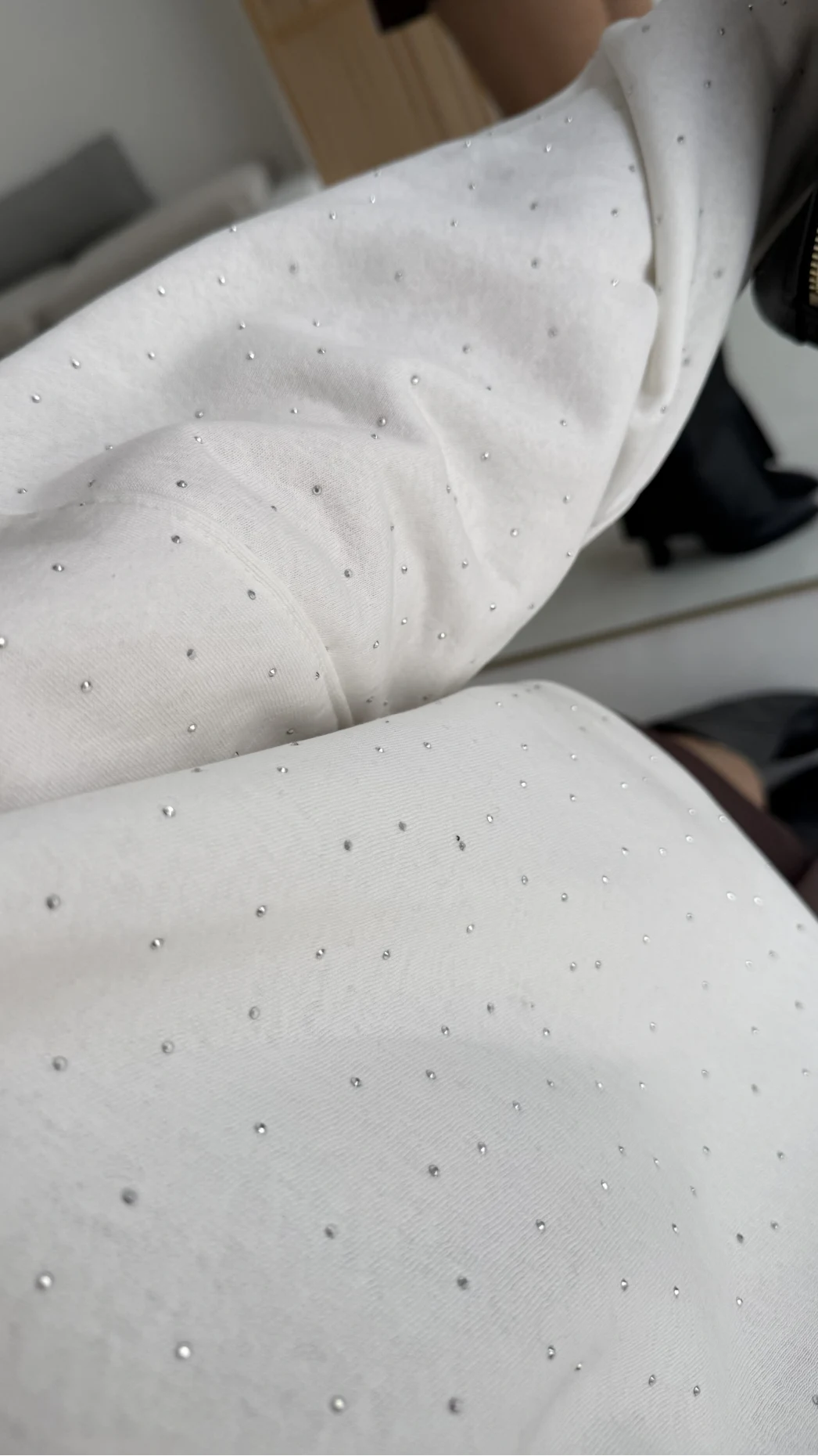 Taşlı Sweatshirt - Beyaz