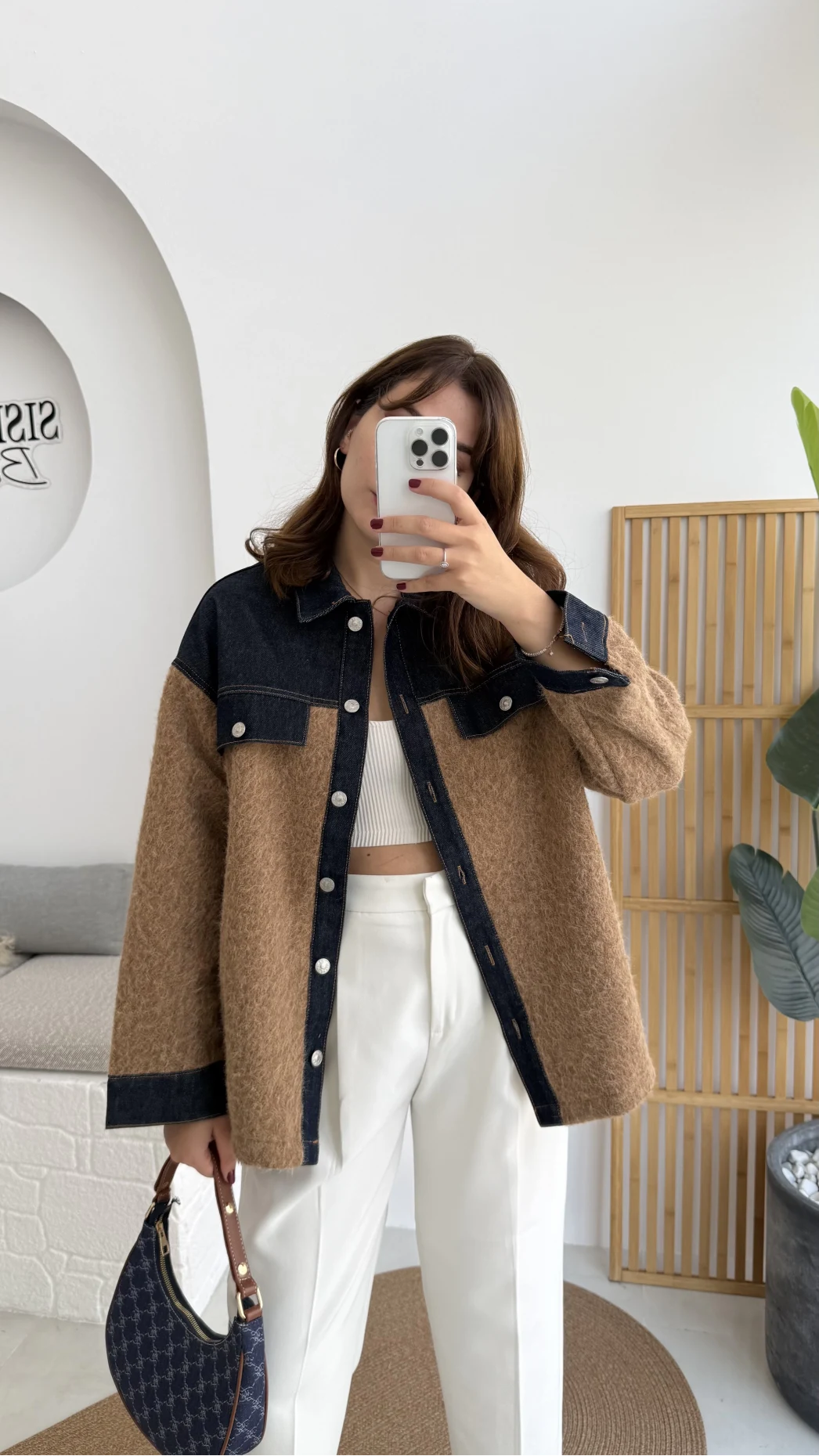 Teddy Kumaş Düğmeli Denim Ceket