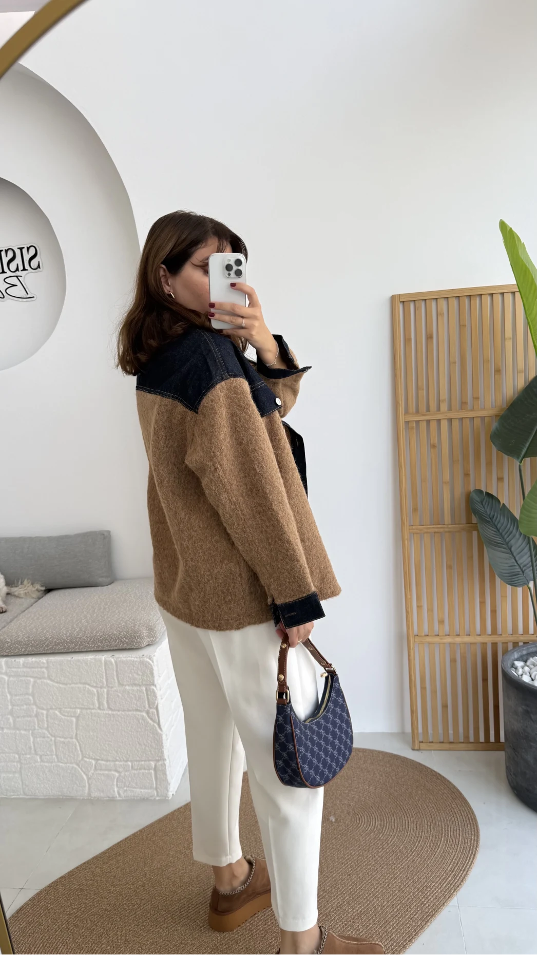 Teddy Kumaş Düğmeli Denim Ceket