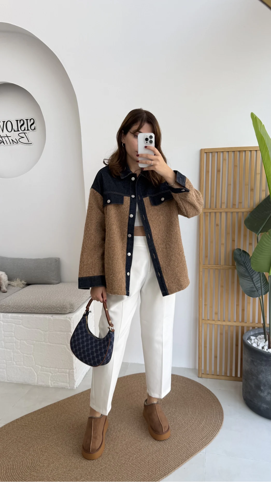 Teddy Kumaş Düğmeli Denim Ceket