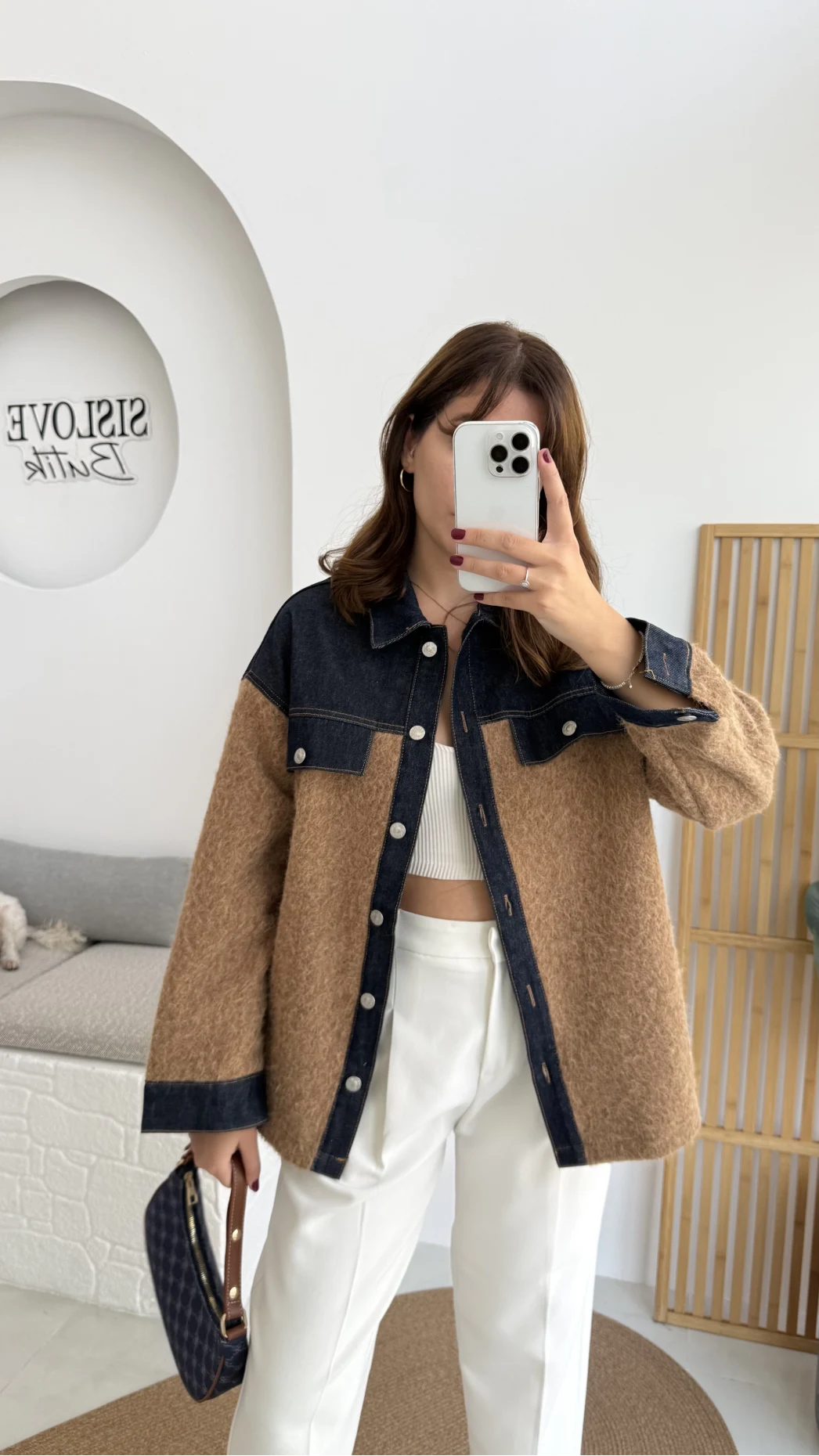 Teddy Kumaş Düğmeli Denim Ceket