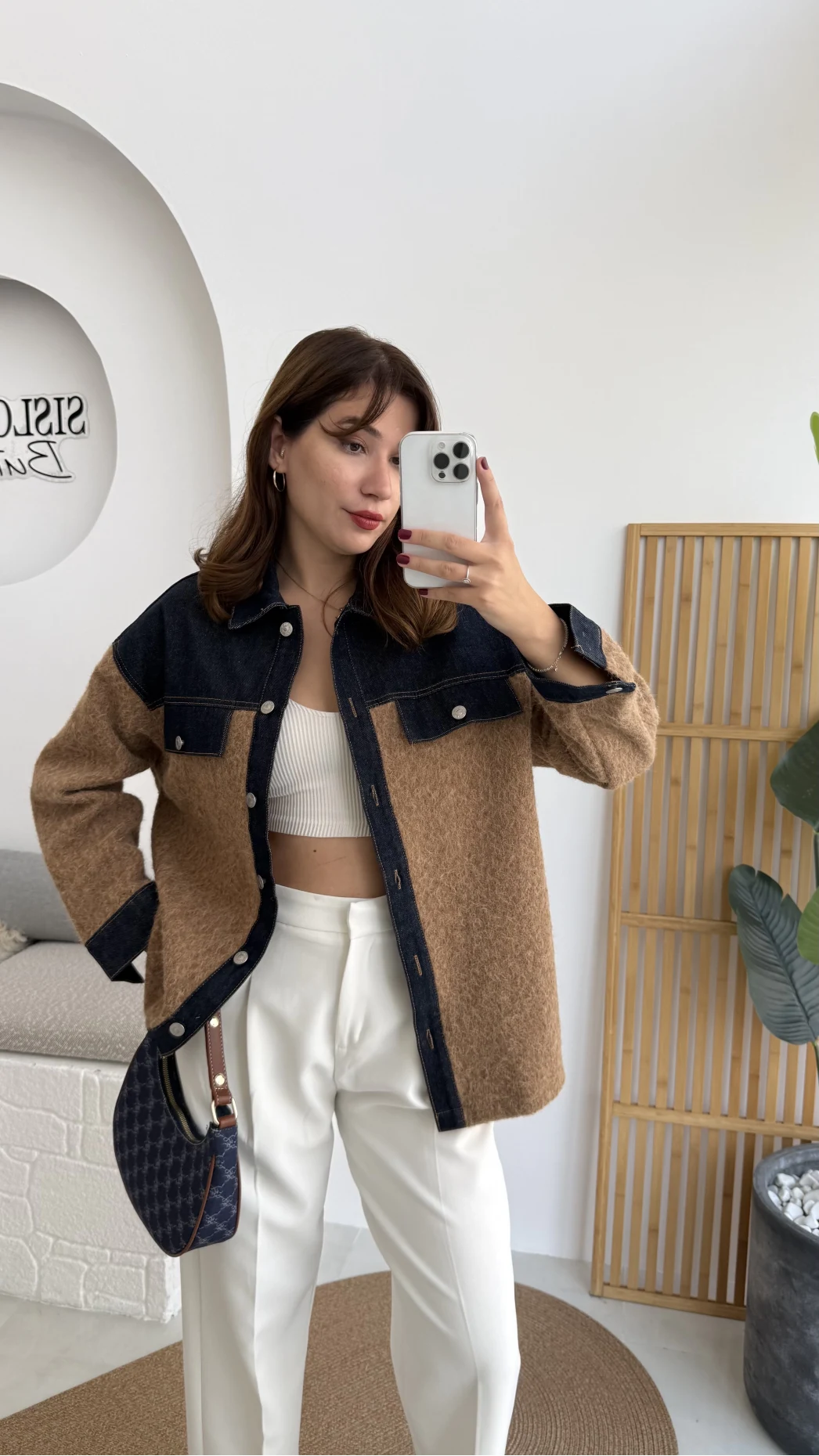 Teddy Kumaş Düğmeli Denim Ceket