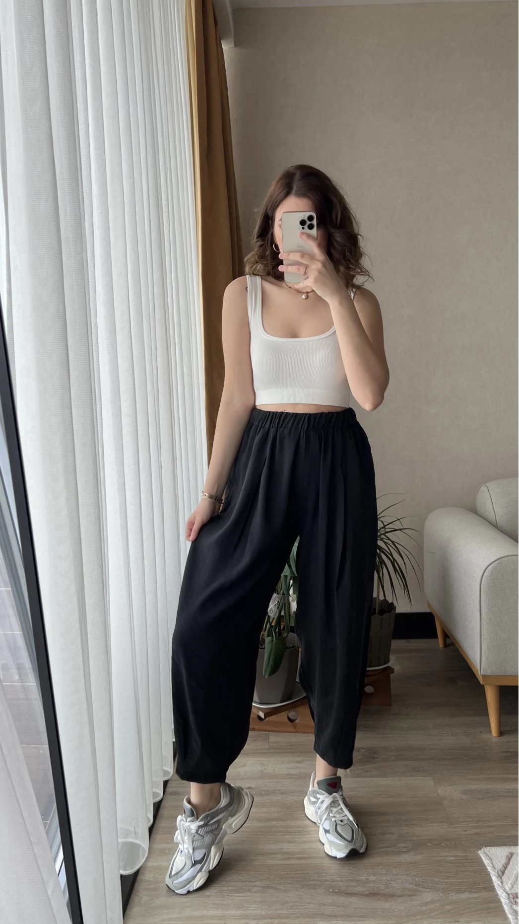 Tensel Kumaş Antrasit Şalvar Pantolon