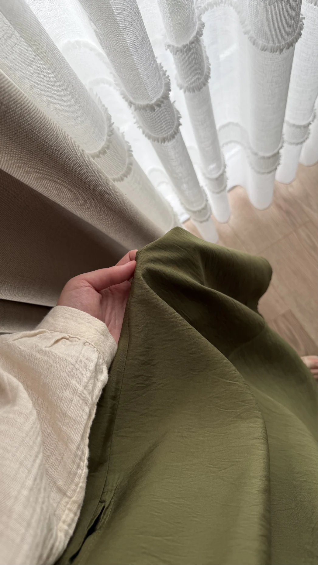 Tensel Modal Karışımlı Cepli Etek - Haki