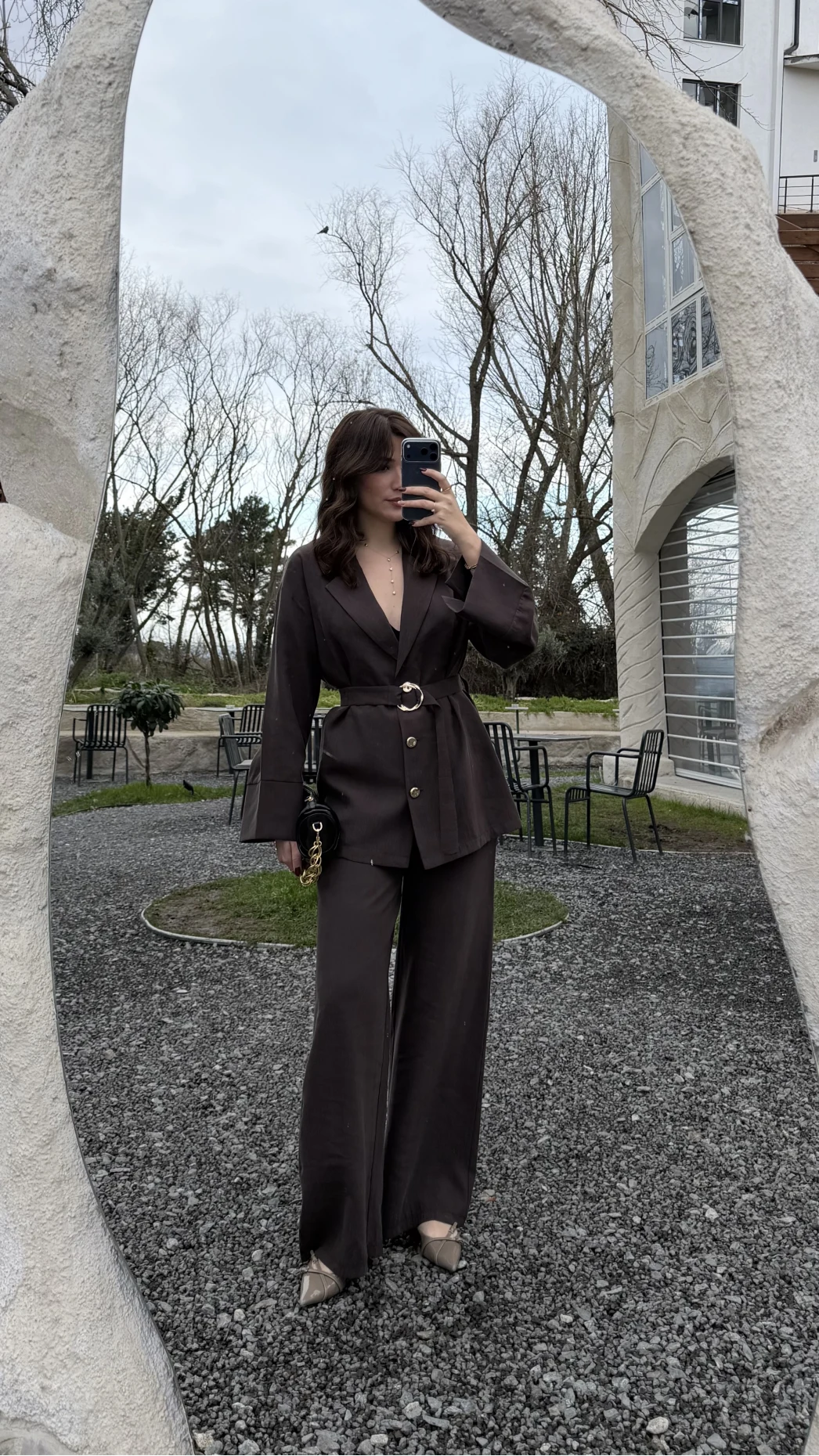 Toka Detay Kemerli Tunik Takım - Acı Kahve - Kod: 8927