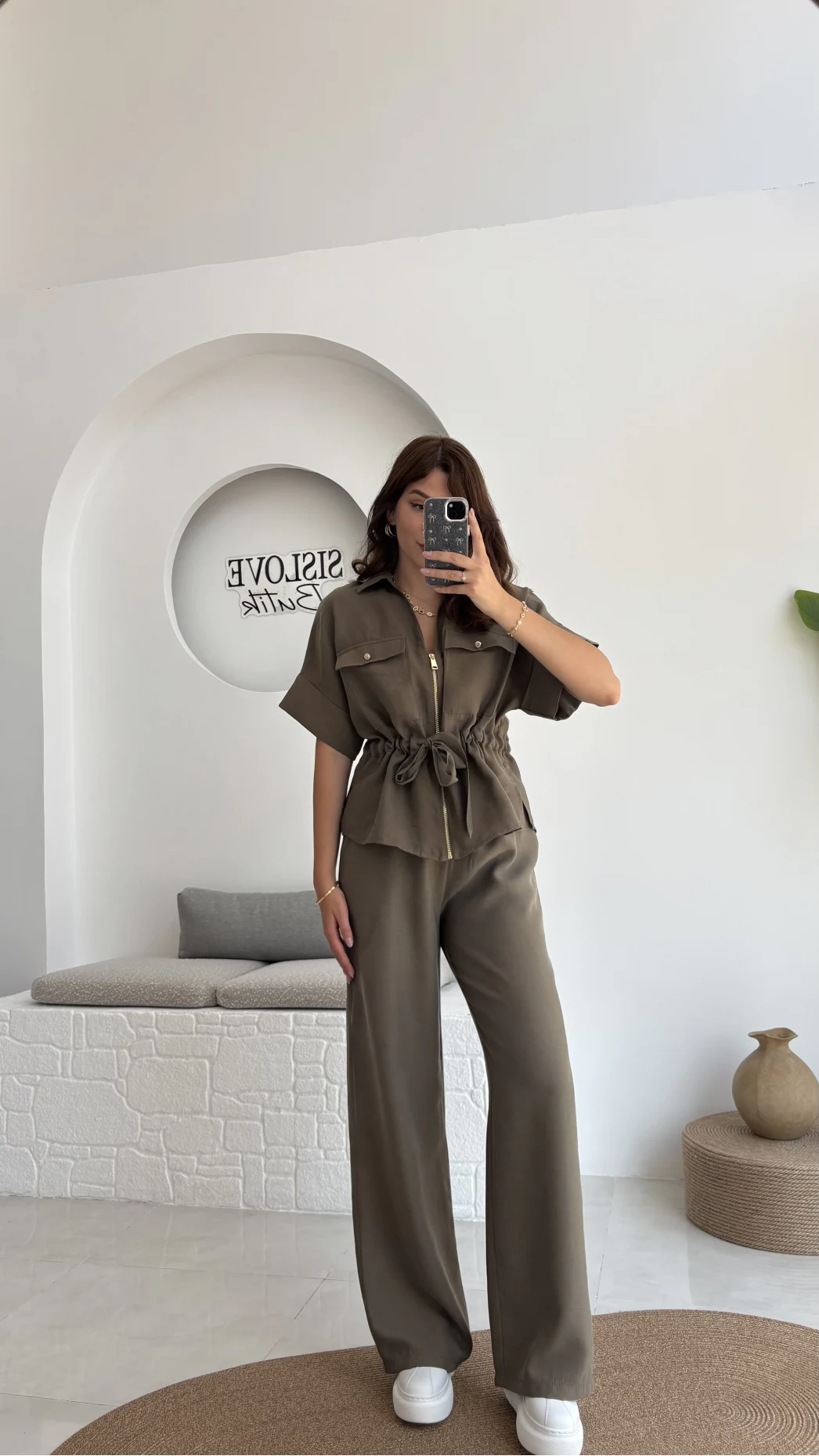 Tokyo Fermuarlı Gömlek Pantolon Takım - Haki