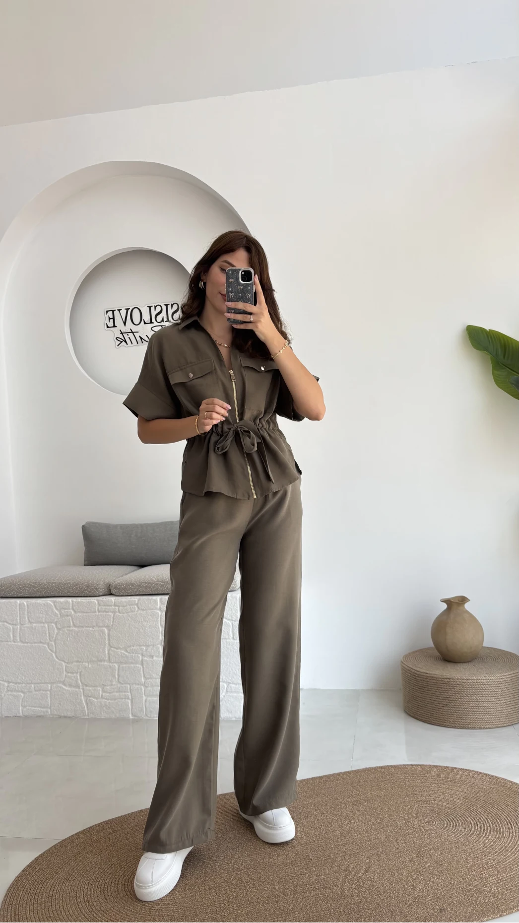 Tokyo Fermuarlı Gömlek Pantolon Takım - Haki