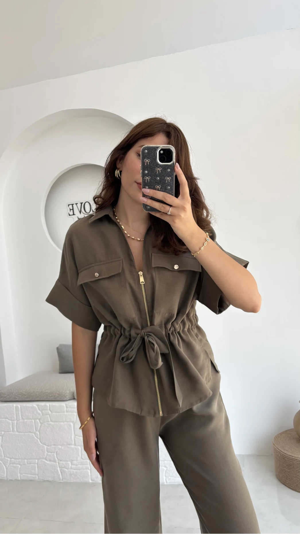 Tokyo Fermuarlı Gömlek Pantolon Takım - Haki