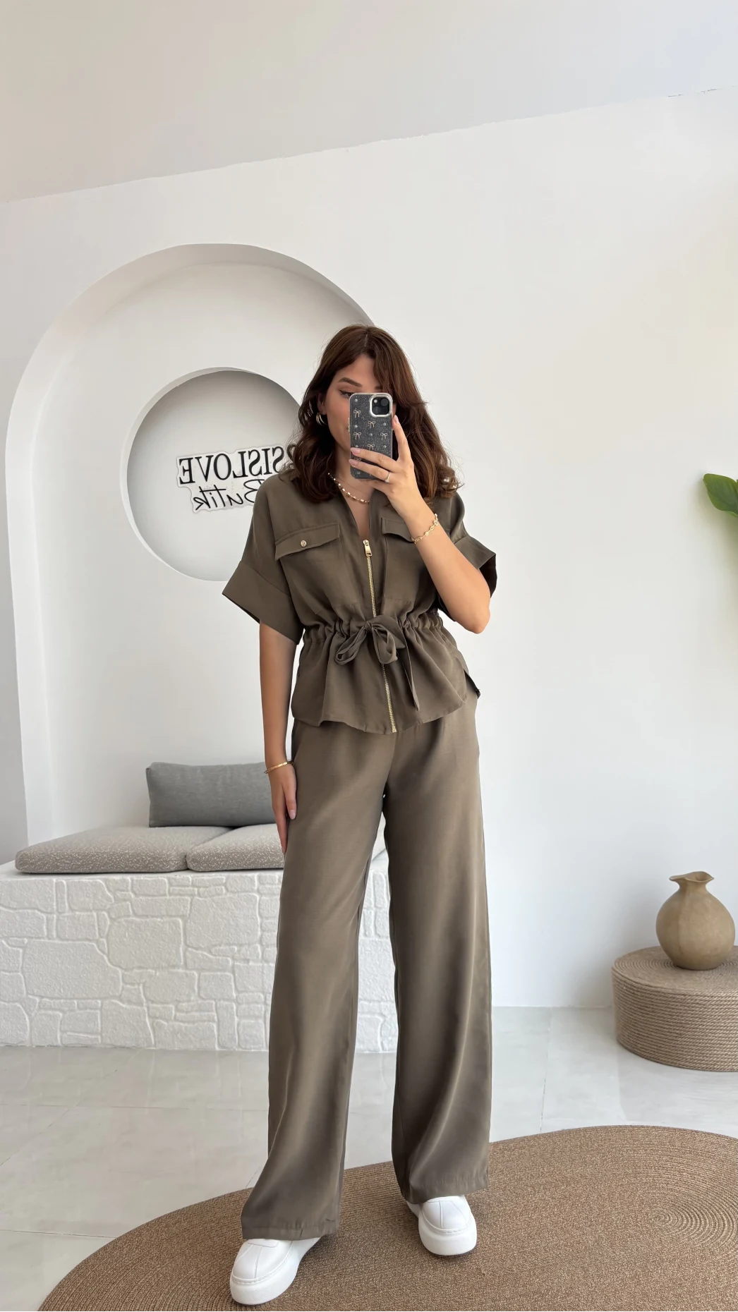 Tokyo Fermuarlı Gömlek Pantolon Takım - Haki