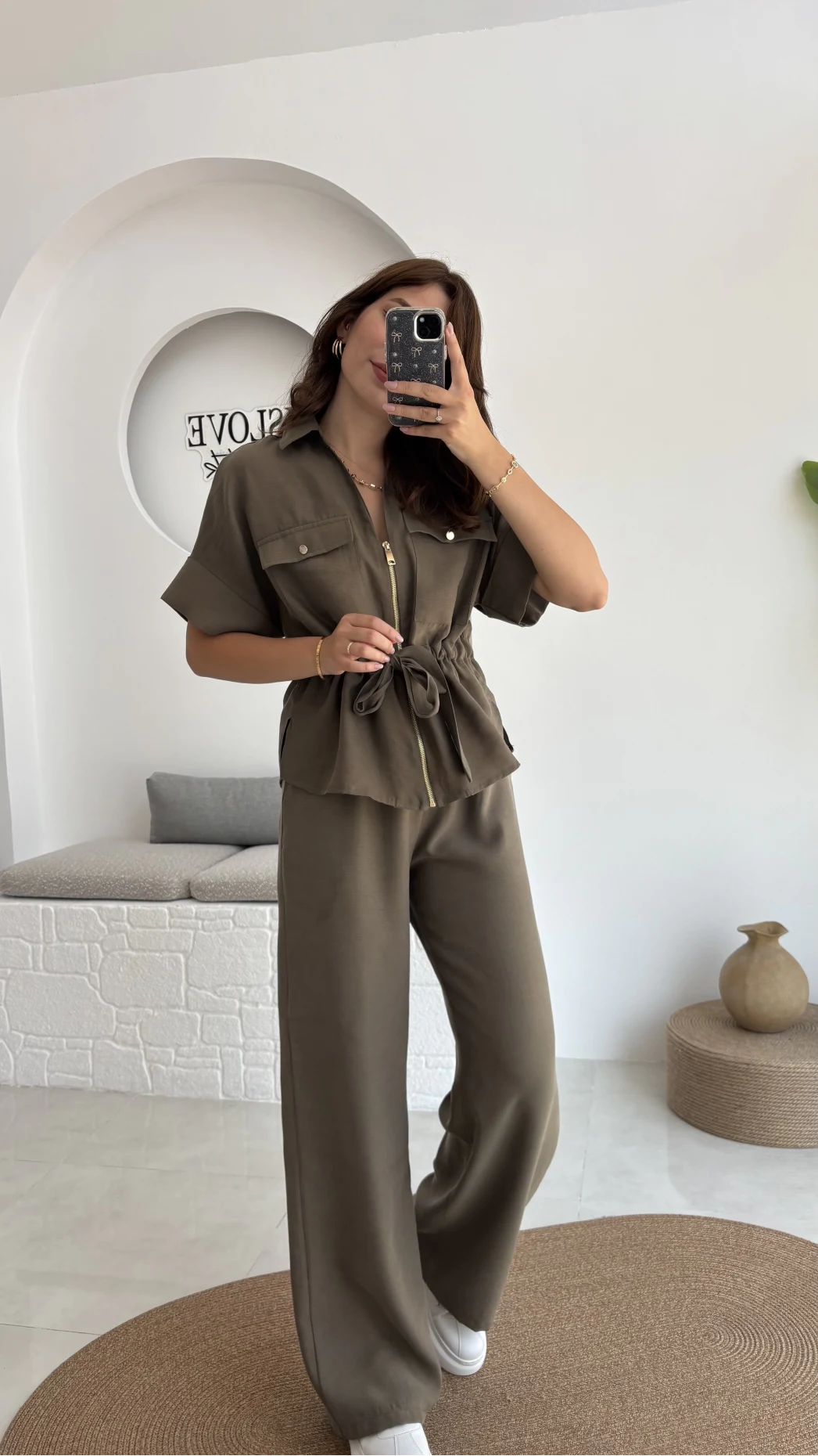 Tokyo Fermuarlı Gömlek Pantolon Takım - Haki