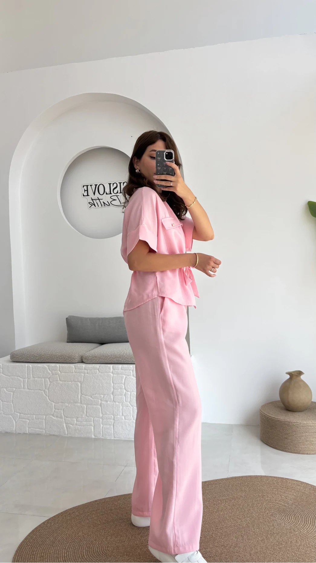 Tokyo Fermuarlı Gömlek Pantolon Takım - Pembe