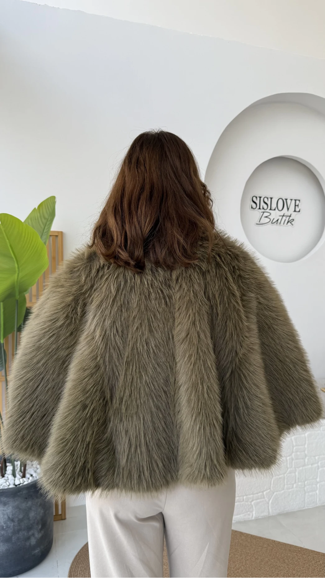 Tracy Tüylü Panço - Haki - Kod: 8015