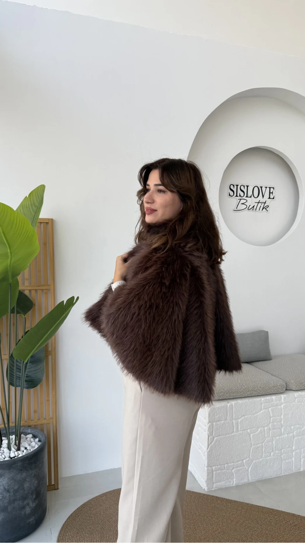 Tracy Tüylü Panço - Kahverengi - Kod: 8015