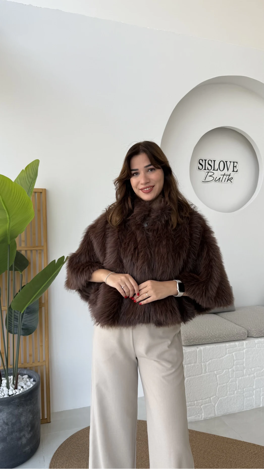 Tracy Tüylü Panço - Kahverengi - Kod: 8015