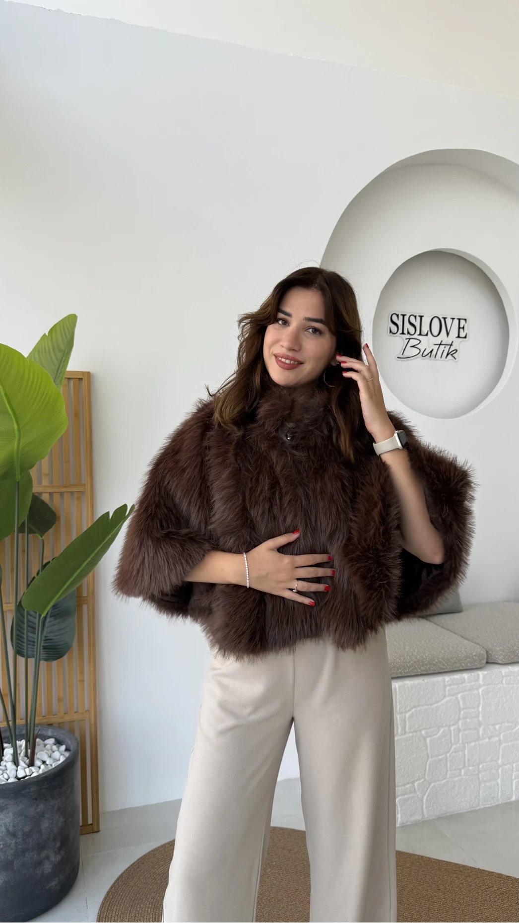 Tracy Tüylü Panço - Kahverengi - Kod: 8015