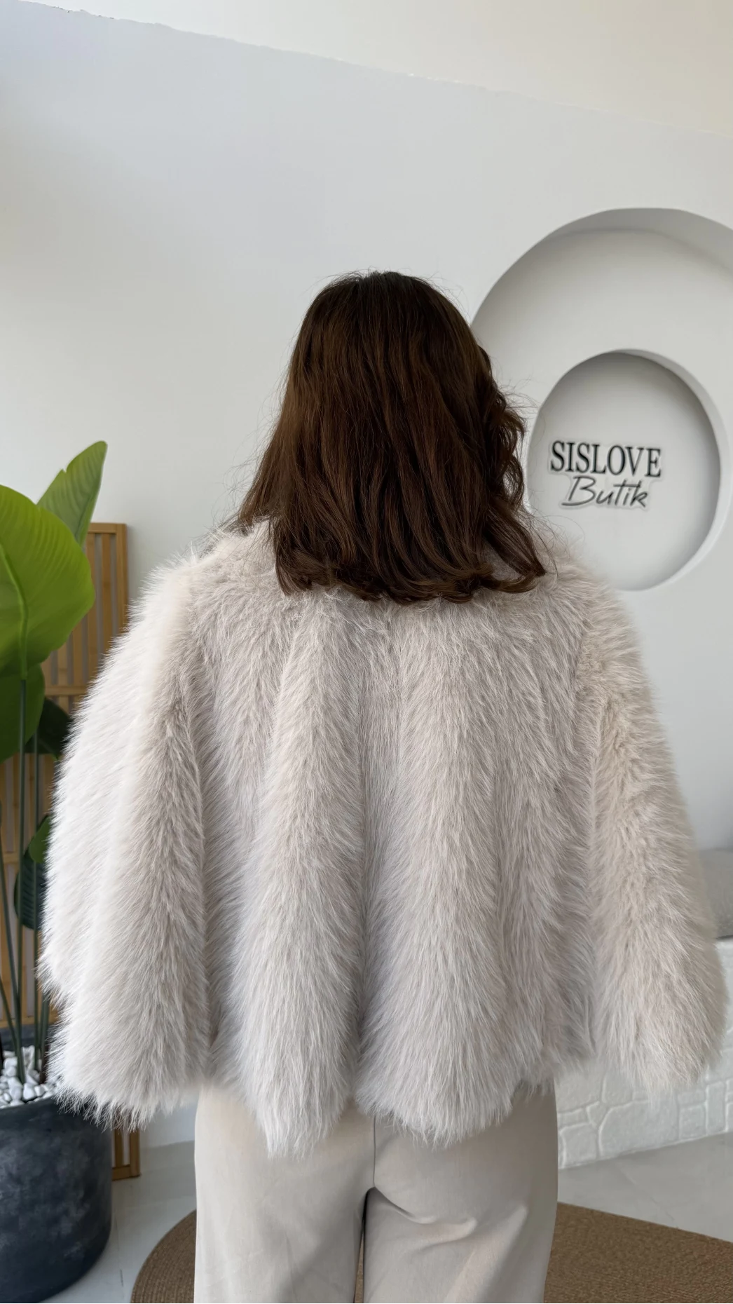 Tracy Tüylü Panço - Taş - Kod: 8015