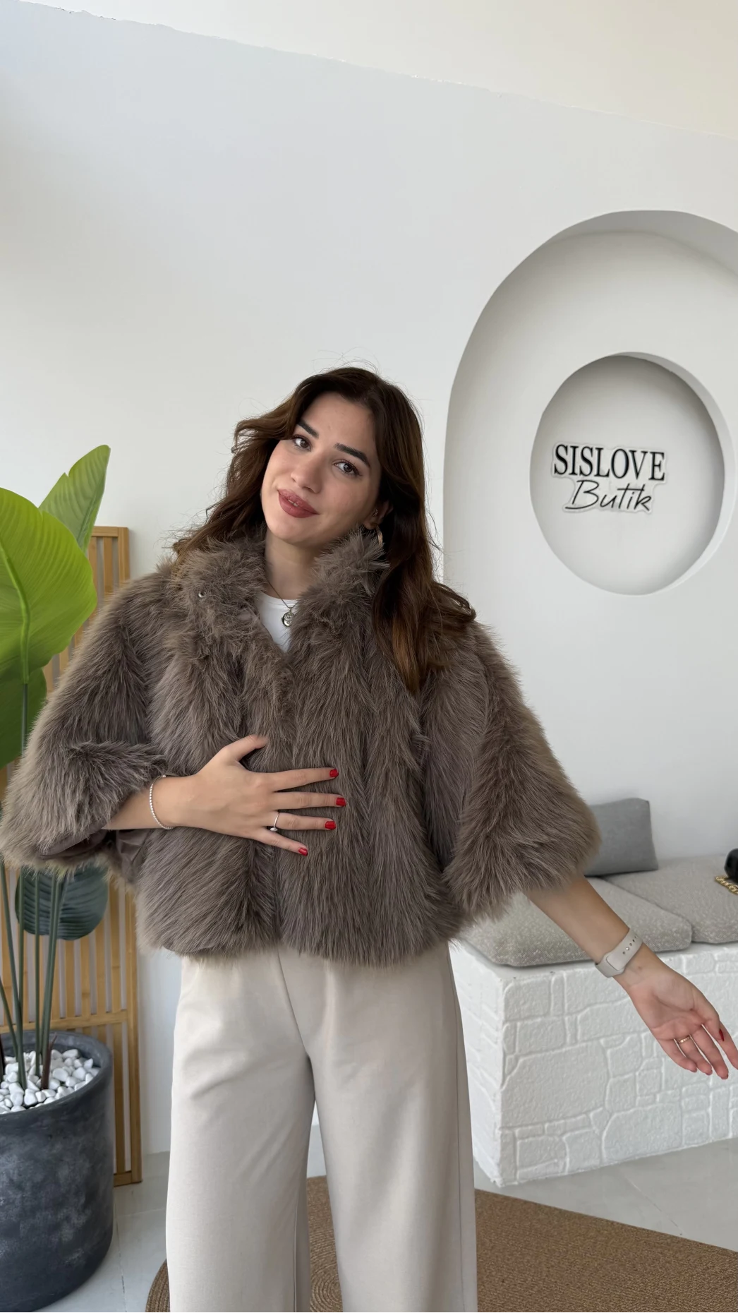 Tracy Tüylü Panço - Vizon - Kod: 8015