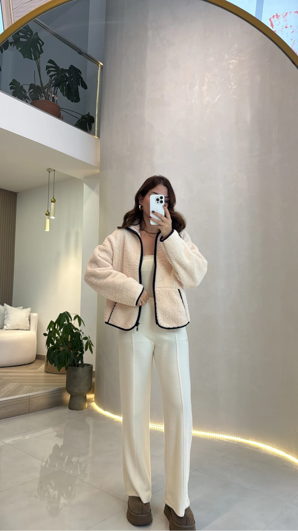Triko Beli Lastikli Pantolon - Bej - Kod: 12632