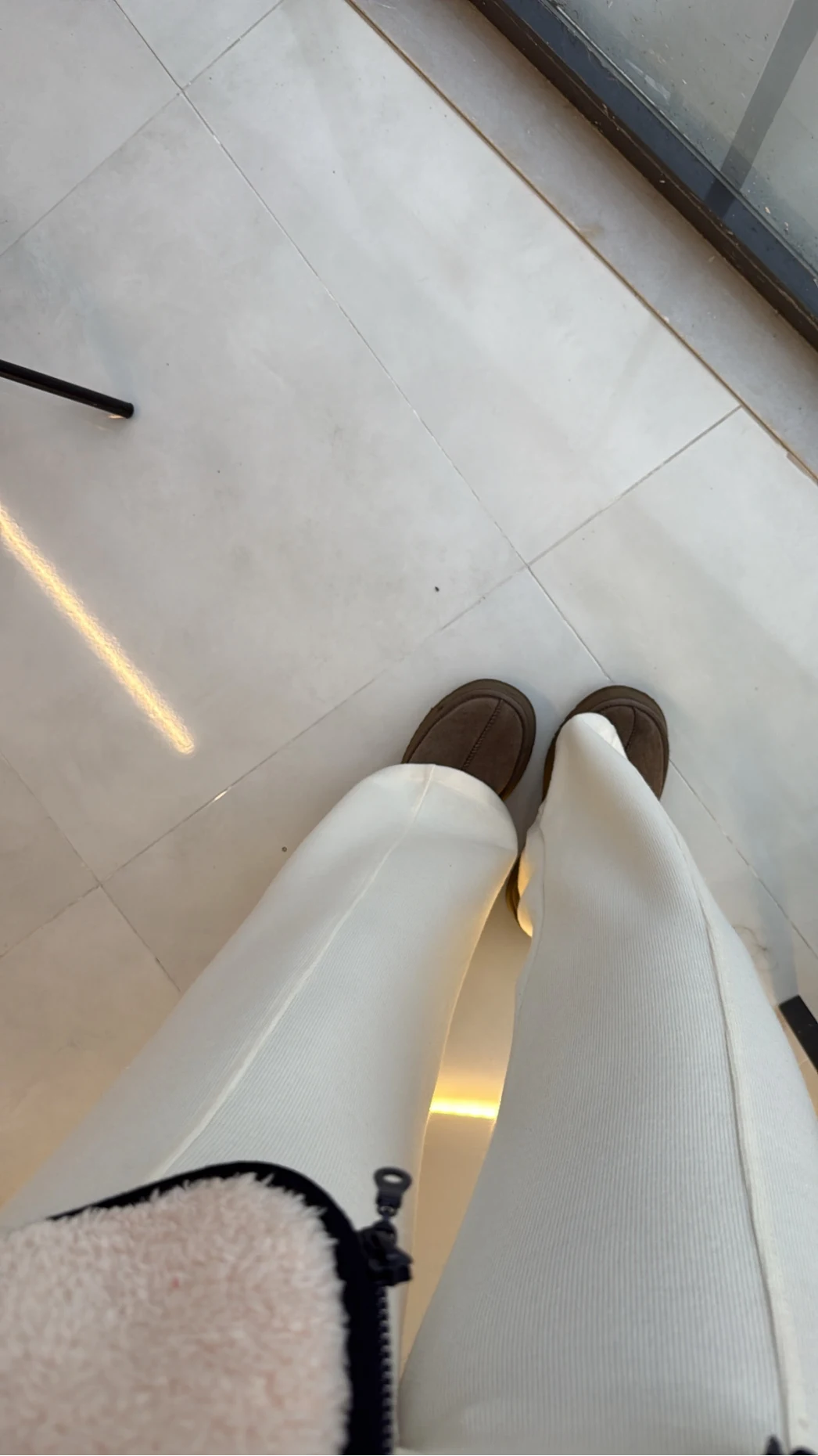 Triko Beli Lastikli Pantolon - Bej - Kod: 12632