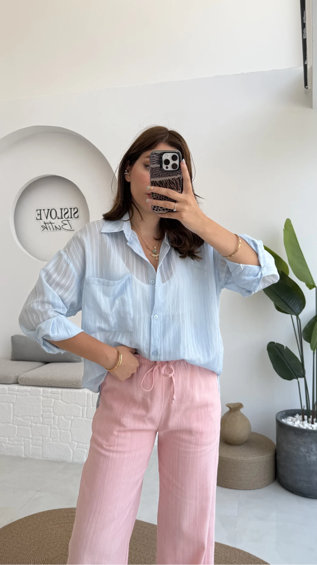 Tül Detay Gömlek-2109-Bebe Mavisi