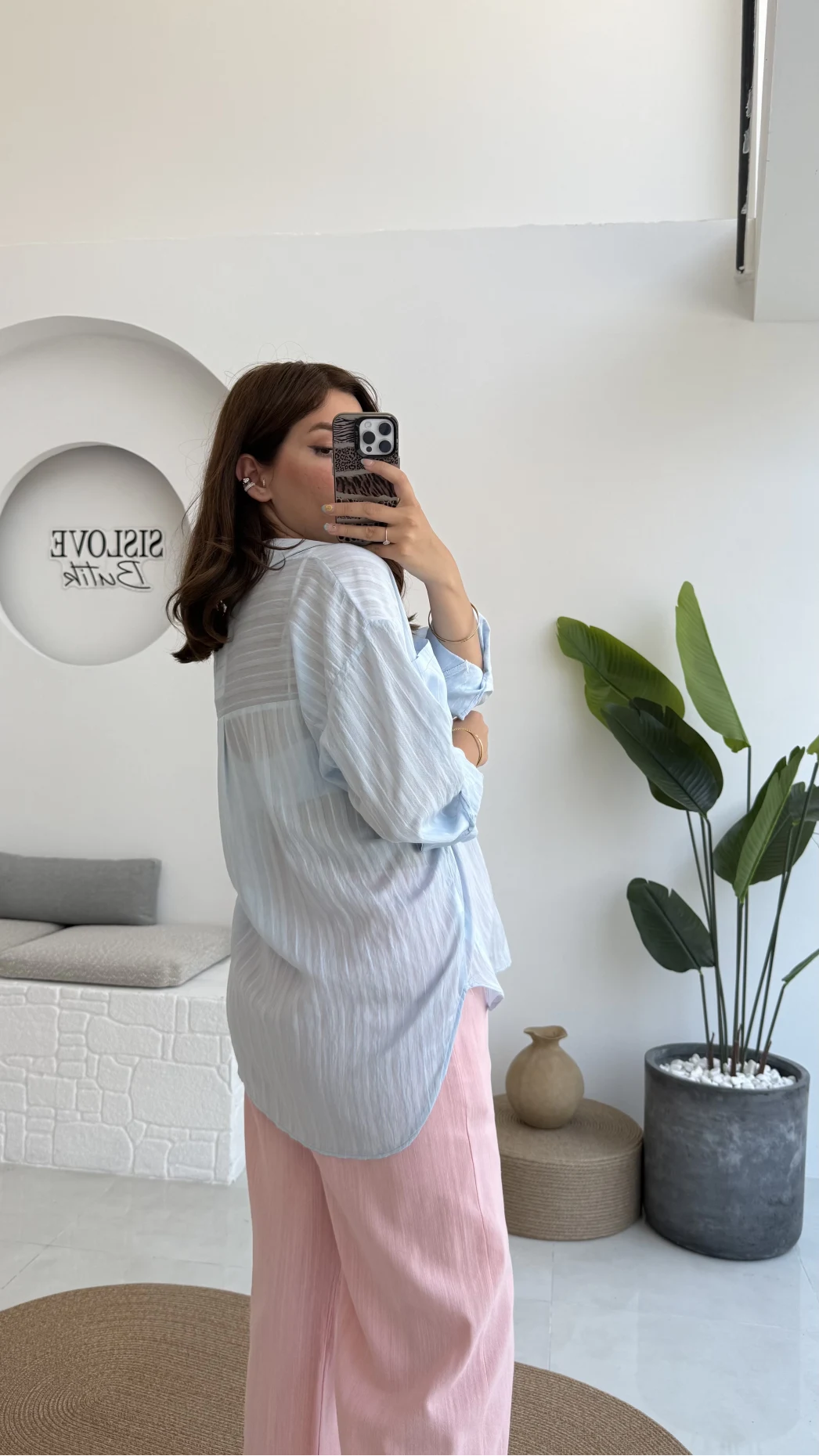 Tül Detay Gömlek-2109-Bebe Mavisi