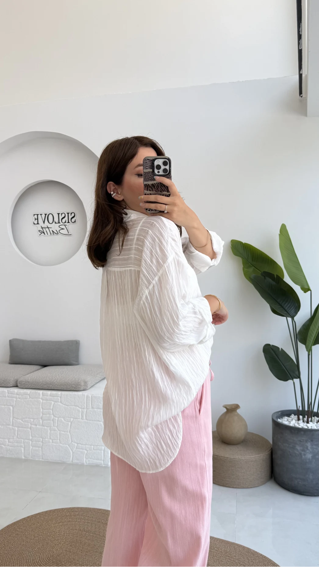 Tül Detaylı Gömlek-2109-Ekru