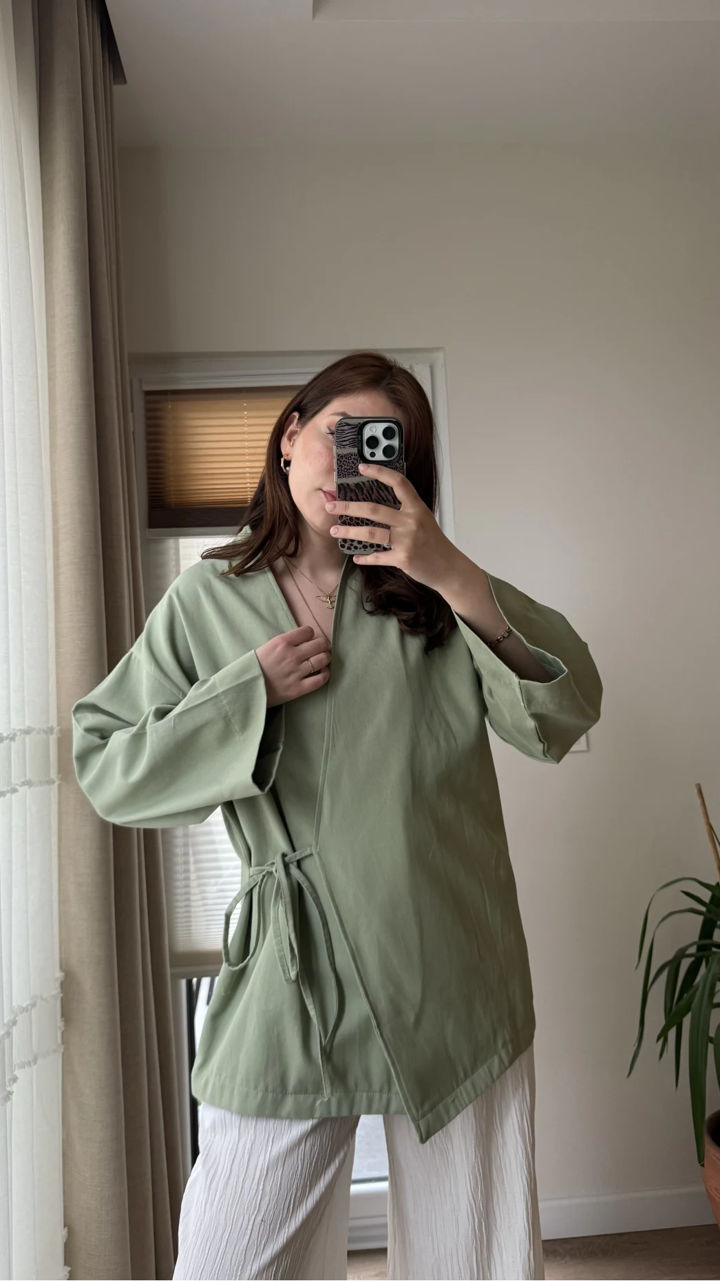 Tuus Keten Kimono Yandan Bağlamalı Haki