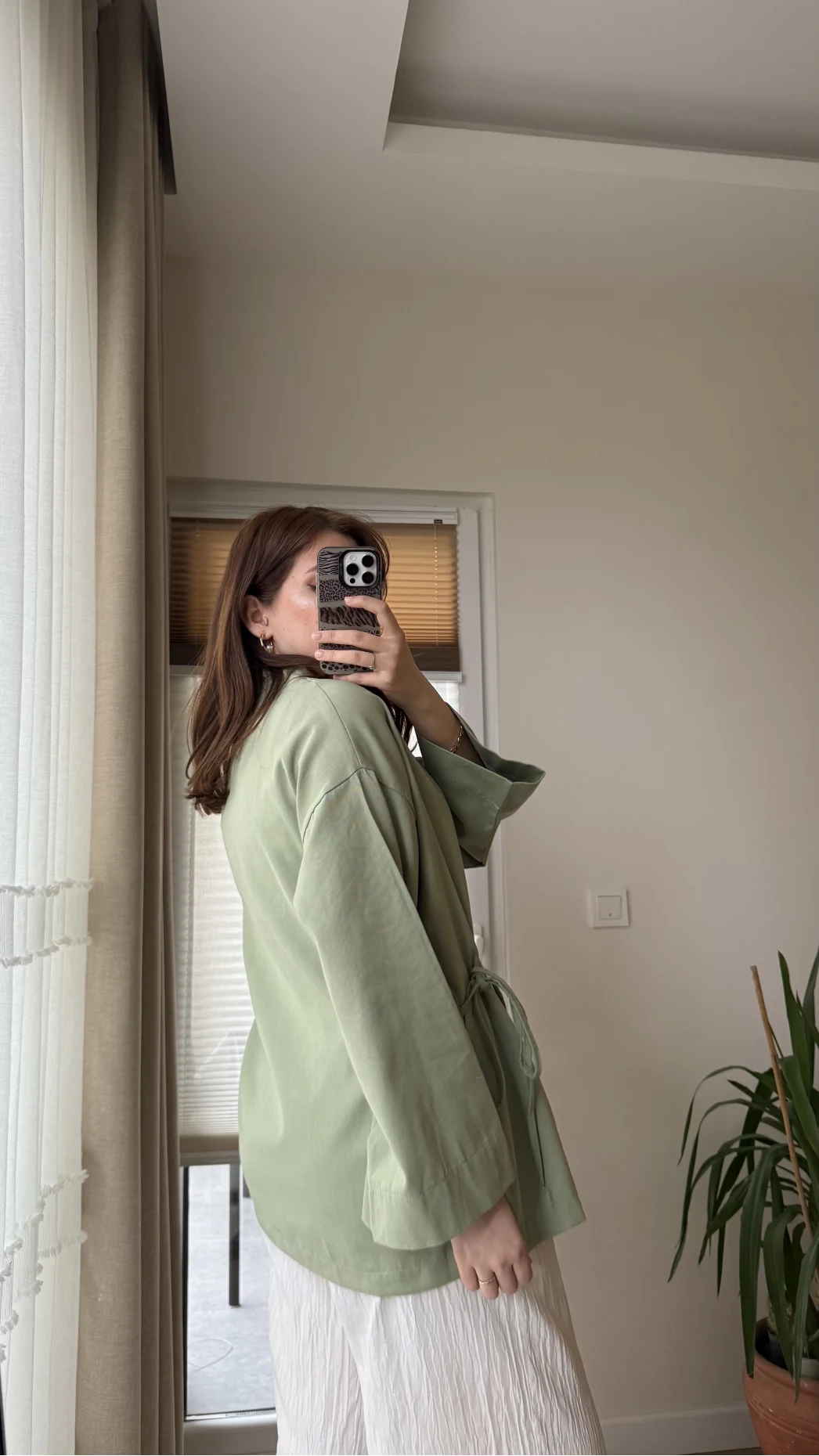 Tuus Keten Kimono Yandan Bağlamalı Haki