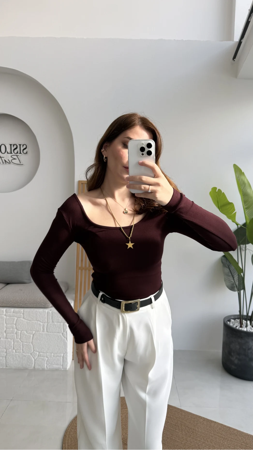 U Yaka Oys Uzun Kol Body - Bordo