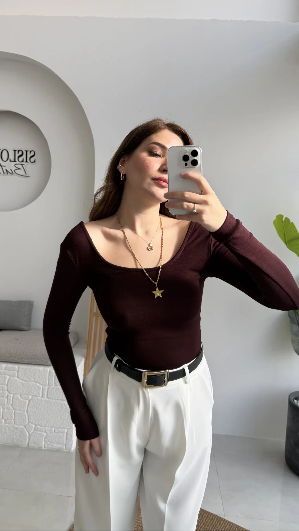 U Yaka Oys Uzun Kol Body - Bordo