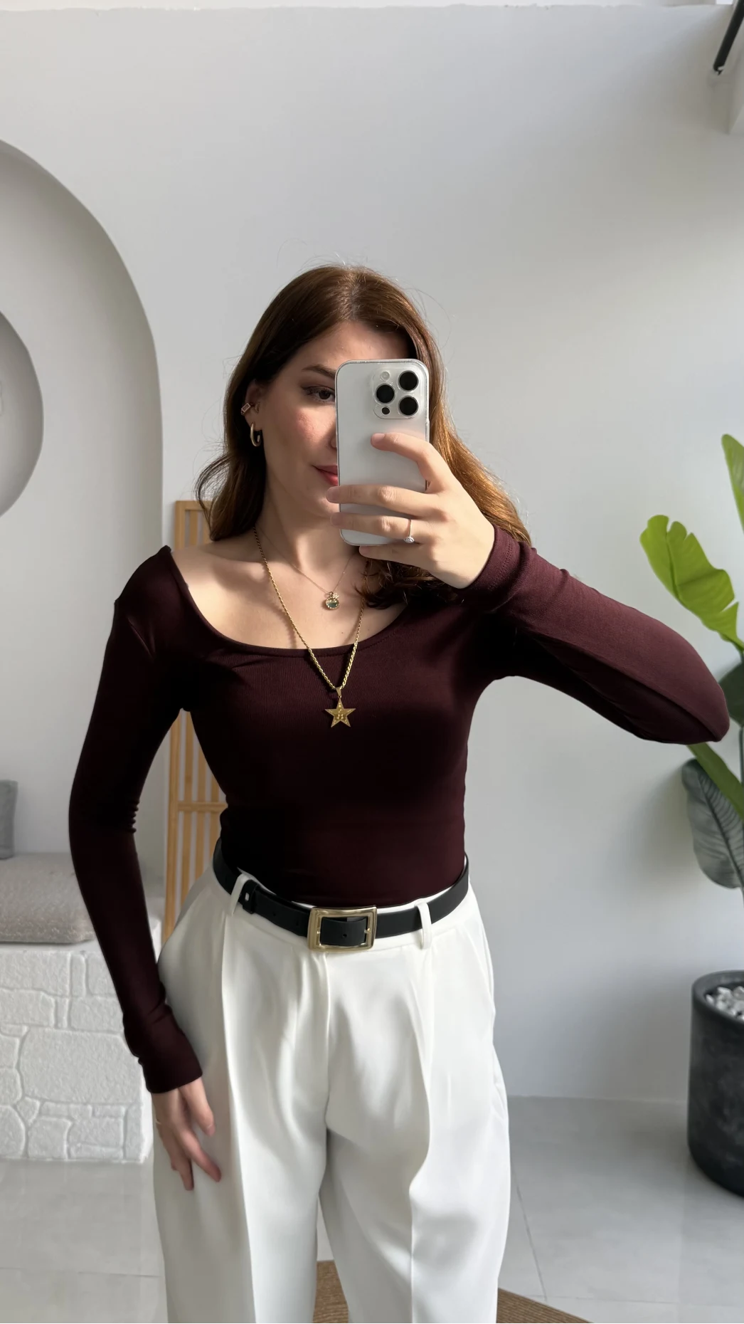 U Yaka Oys Uzun Kol Body - Bordo