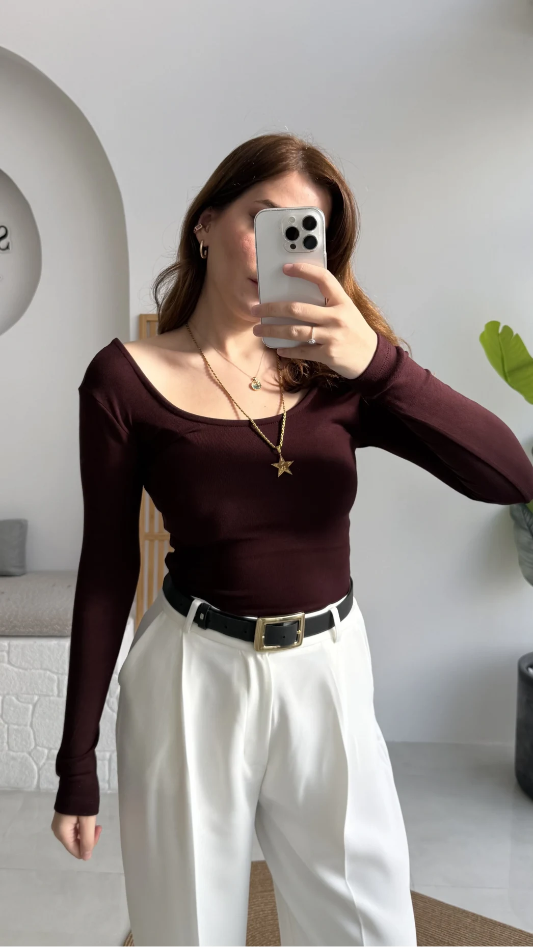 U Yaka Oys Uzun Kol Body - Bordo