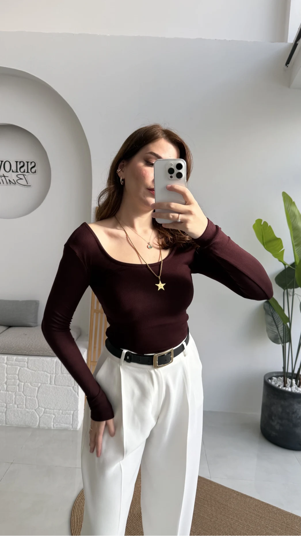 U Yaka Oys Uzun Kol Body - Bordo