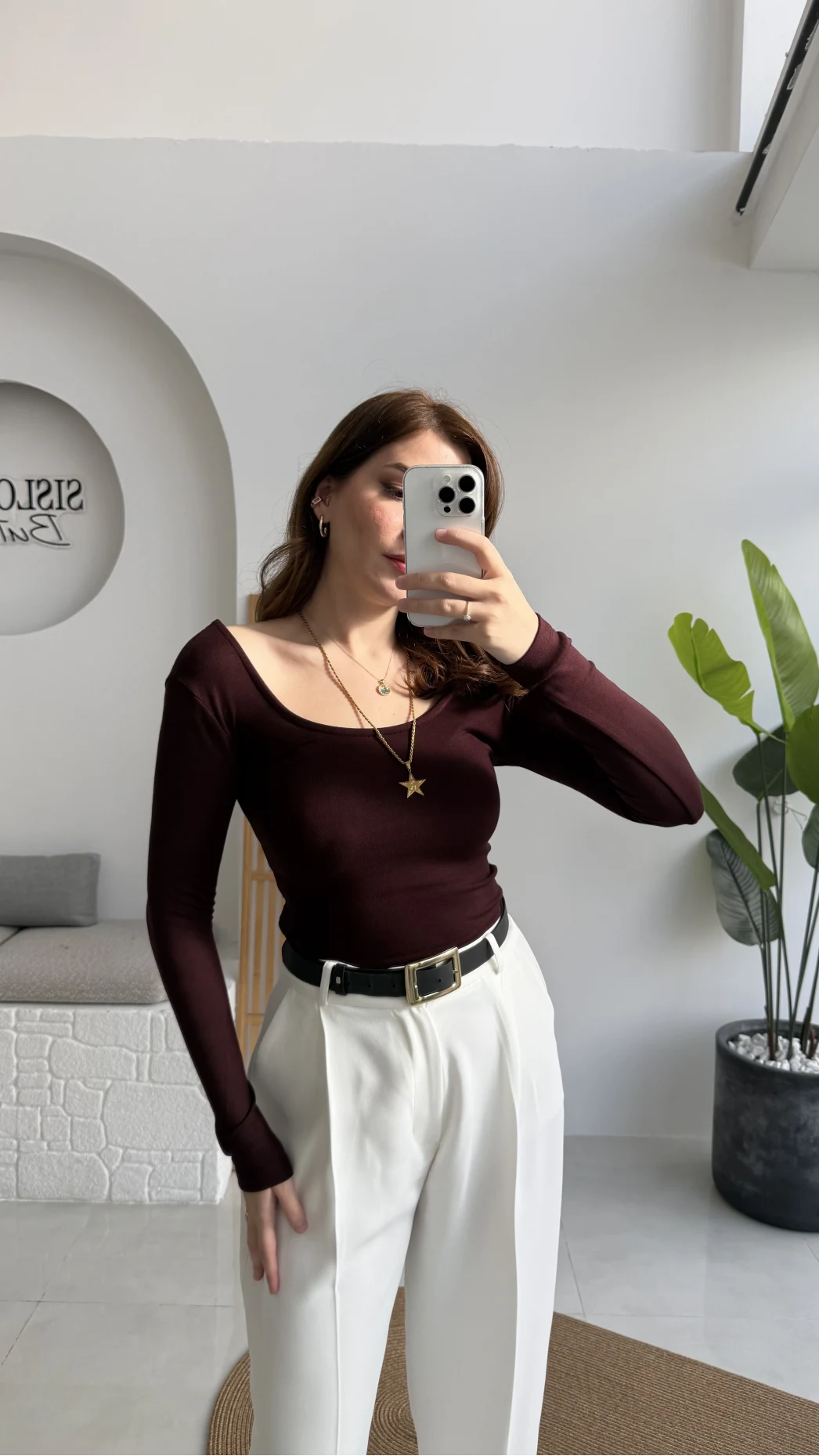 U Yaka Oys Uzun Kol Body - Bordo