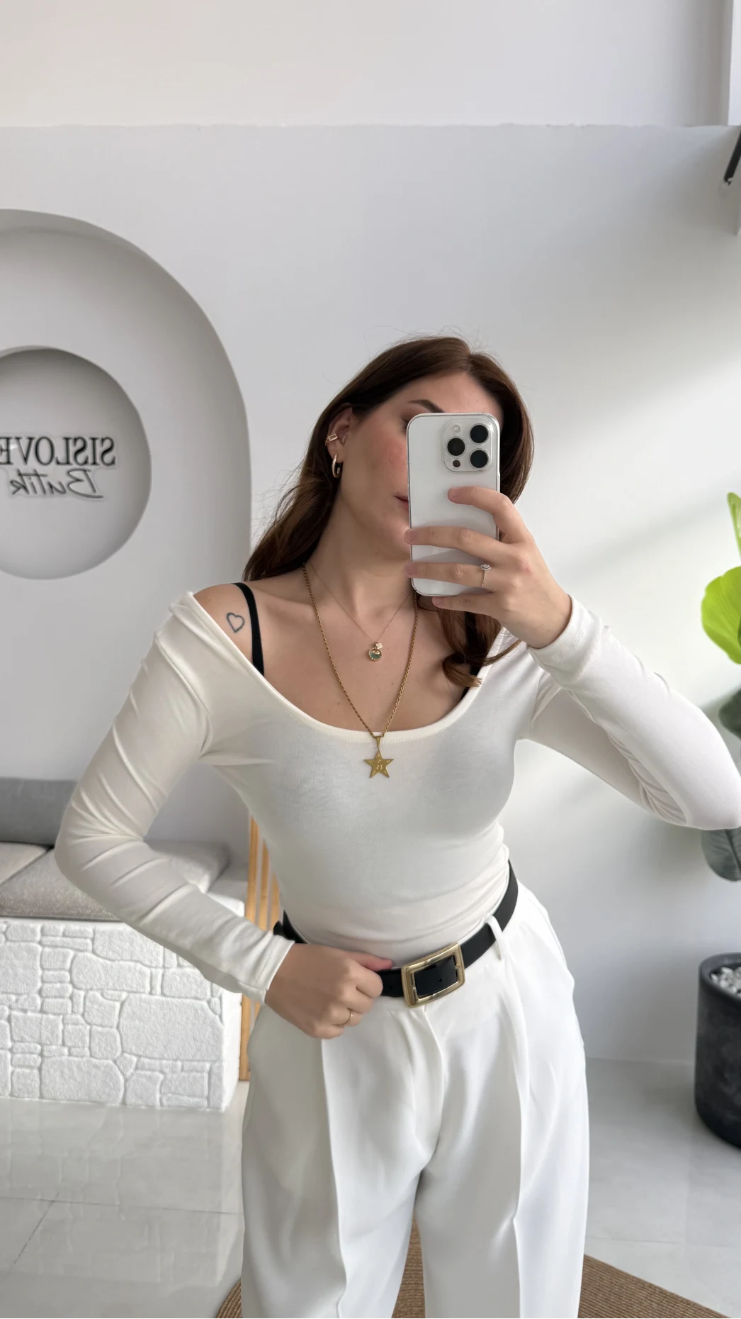 U Yaka Oys Uzun Kol Body - Ekru