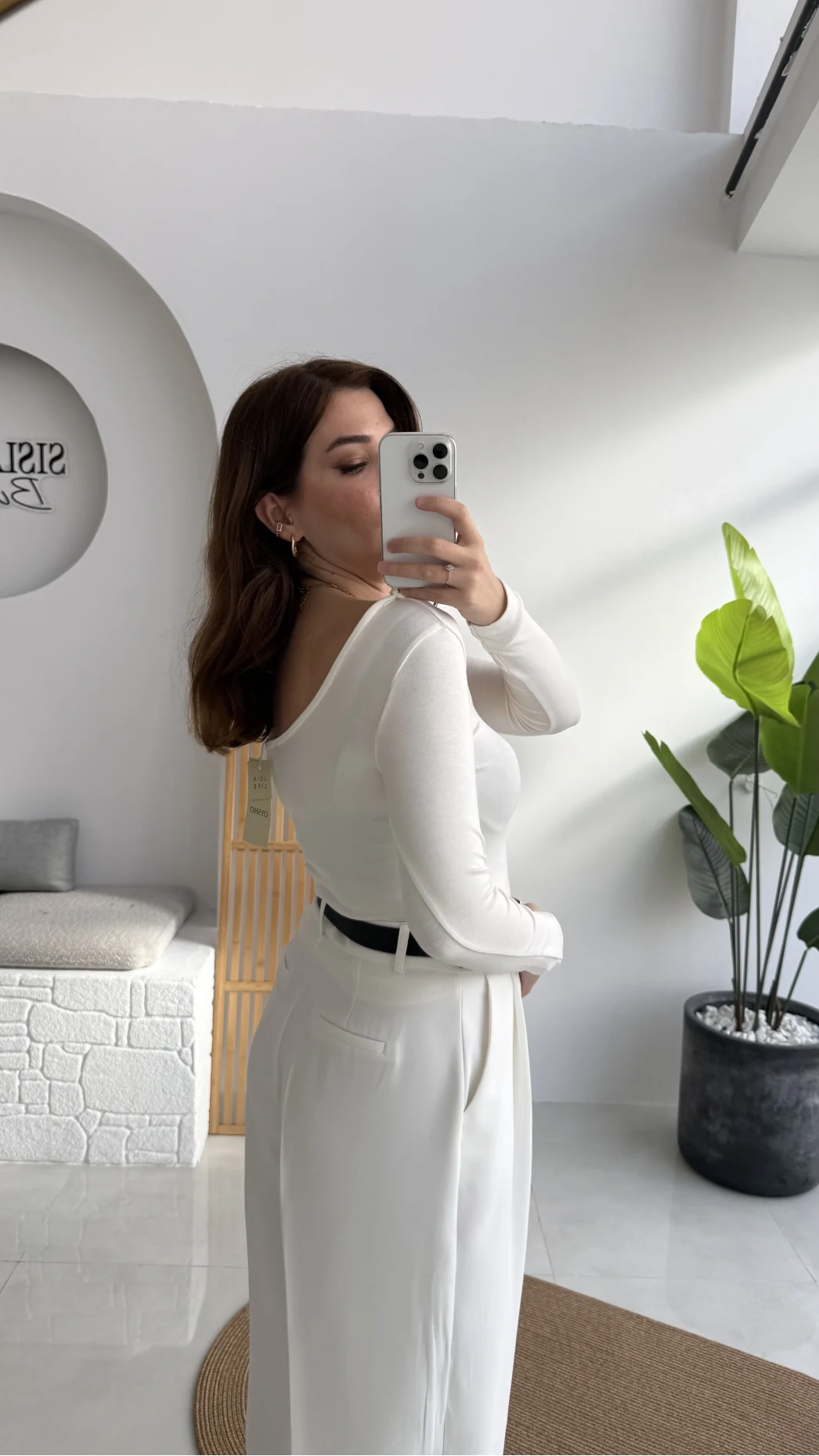 U Yaka Oys Uzun Kol Body - Ekru