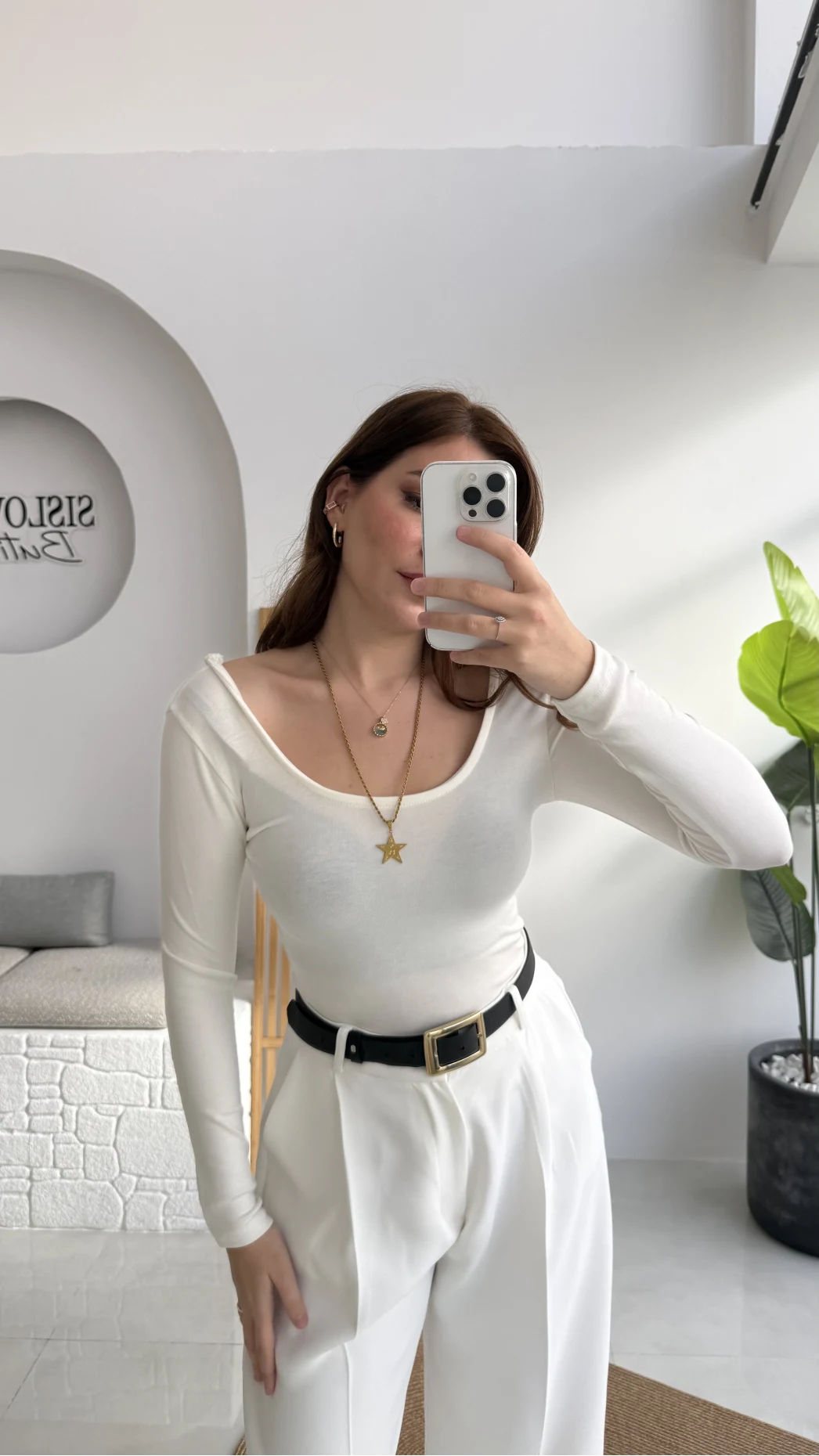 U Yaka Oys Uzun Kol Body - Ekru