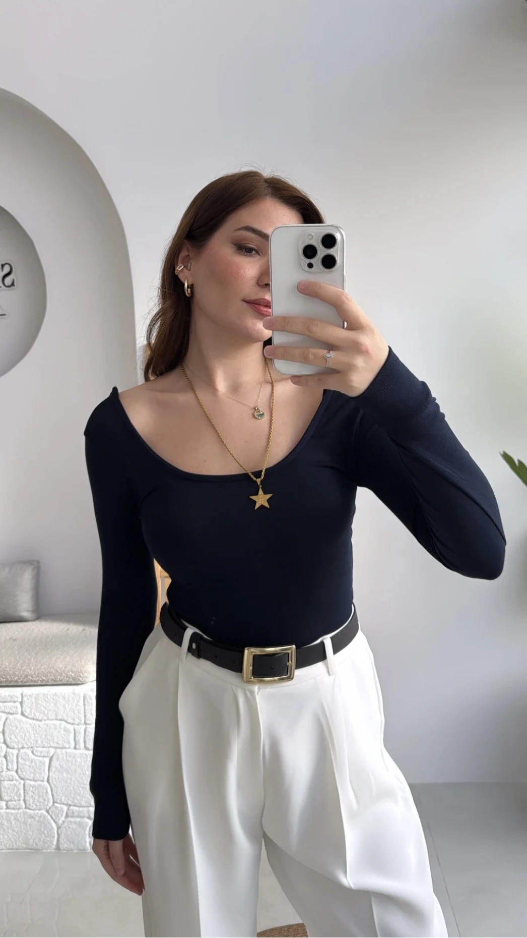 U Yaka Oys Uzun Kol Body - Lacivert