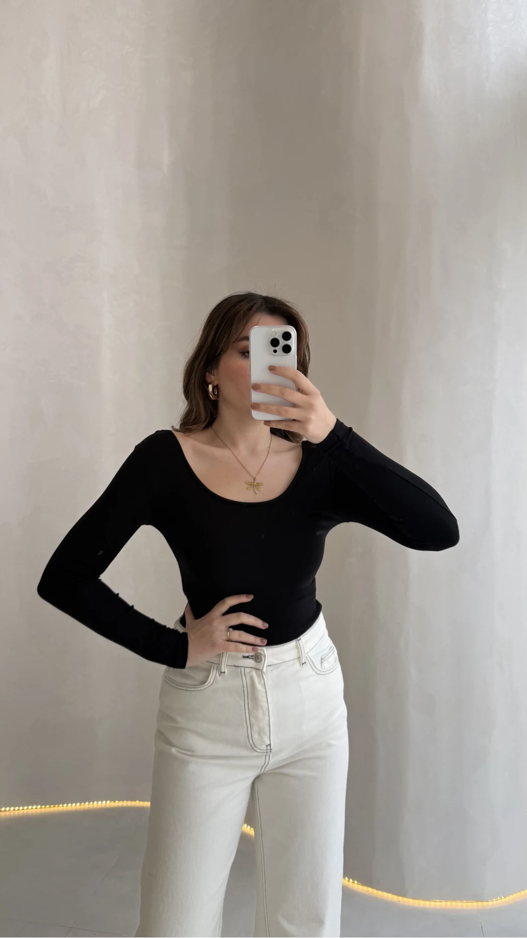 U Yaka Oys Uzun Kol Body - Siyah