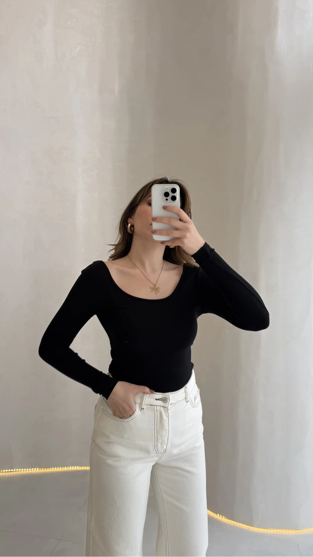U Yaka Oys Uzun Kol Body - Siyah
