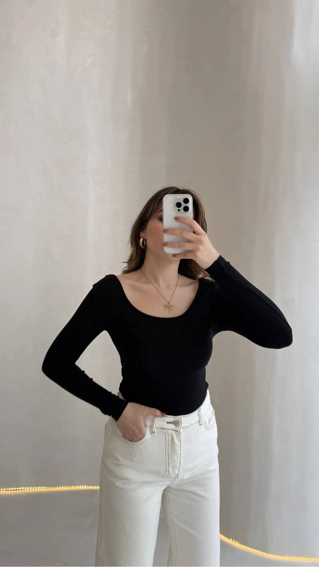 U Yaka Oys Uzun Kol Body - Siyah