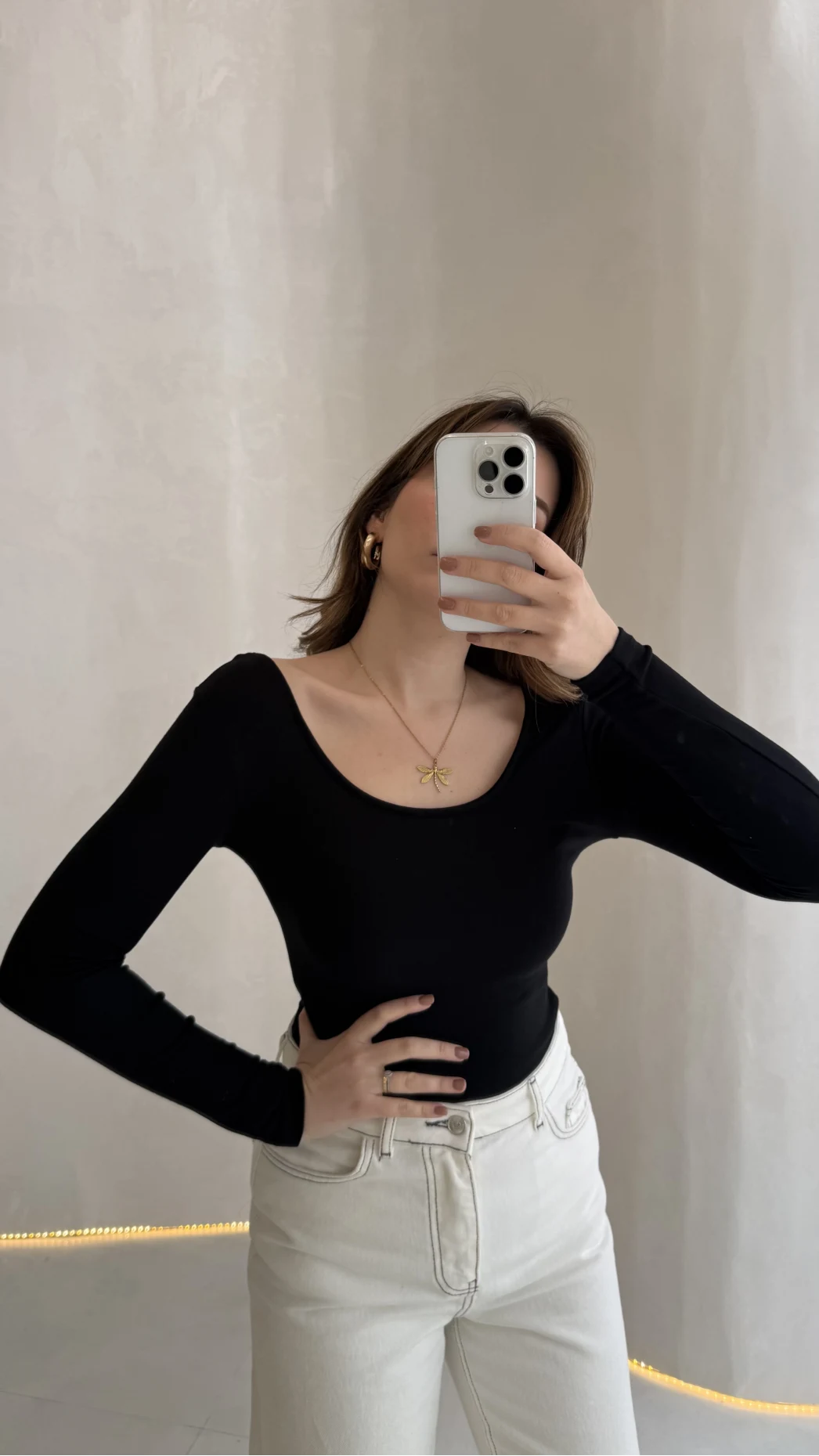 U Yaka Oys Uzun Kol Body - Siyah