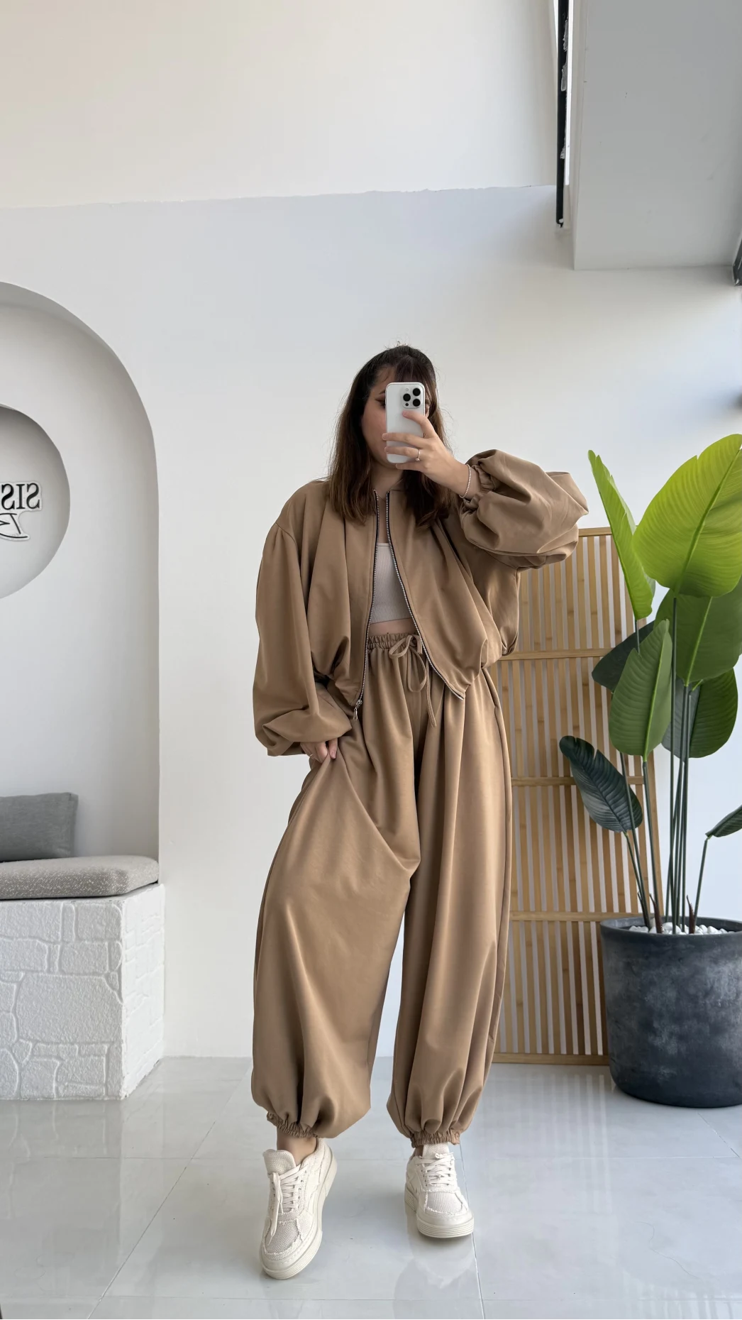 Ultra Premium Bomber Ceket Şalvar Takım Camel Hot